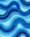 Abstract Blue Wavy Lines Rug