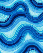Abstract Blue Wavy Lines Rug