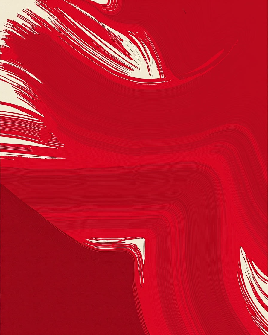 Bold Red Brushstroke Abstract Design Rug