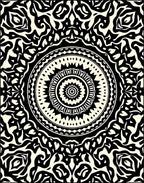Intricate Black Cream Mandala Rug