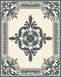 Elegant Floral Border Medallion Design Rug