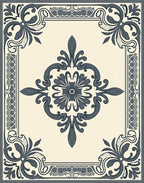 Elegant Floral Border Medallion Design Rug