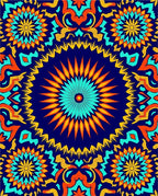Bold Kaleidoscope Floral Pattern Rug