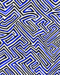 Abstract Blue Black Maze Pattern Rug