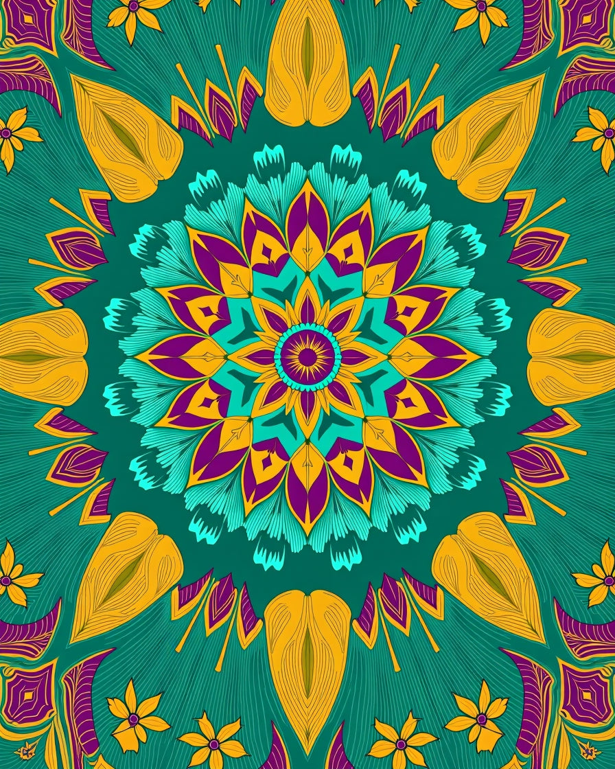 Bold Floral Mandala Pattern Rug