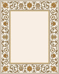 Golden Floral Filigree Border Design Rug