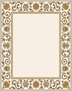 Golden Floral Filigree Border Design Rug