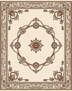Traditional Brown Floral Medallion Rug