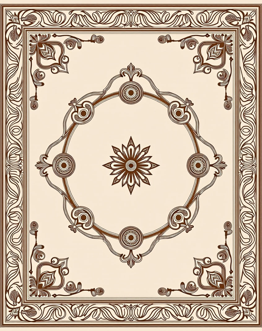 Traditional Brown Floral Medallion Rug