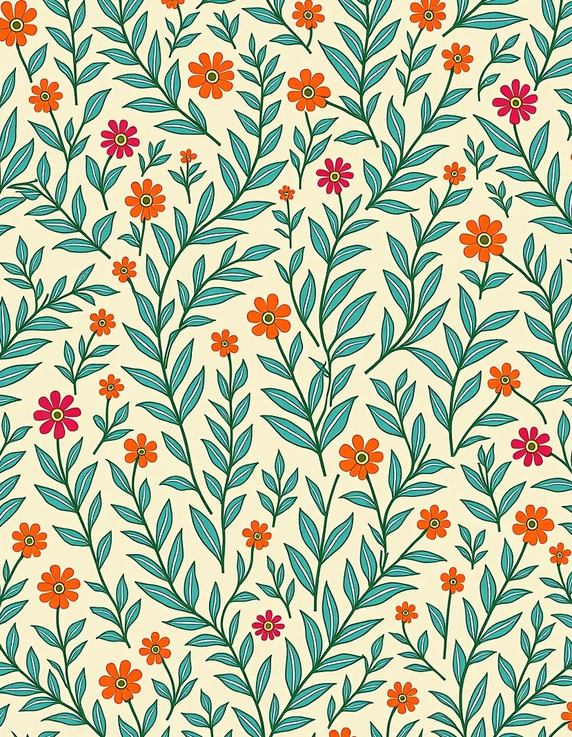 Whimsical Floral Botanical Pattern Rug