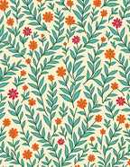 Whimsical Floral Botanical Pattern Rug