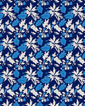 Deep Blue White Leaf Foliage Rug