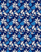 Deep Blue White Leaf Foliage Rug