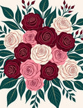 Crimson Rose Blossom Garland Rug