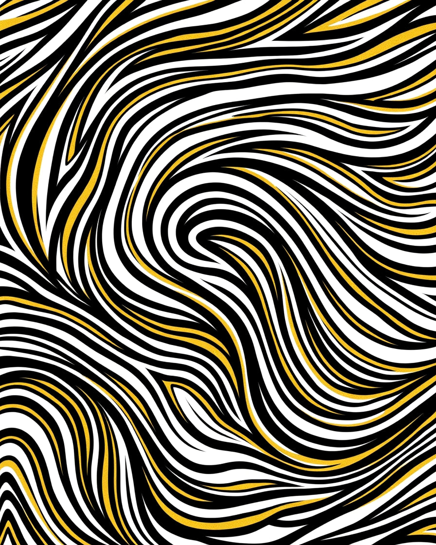 Bold Black Yellow Wavy Stripes Rug