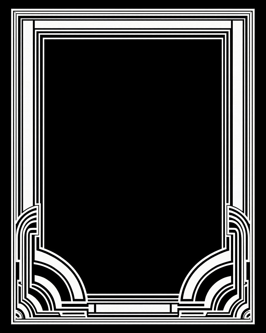 Art Deco Geometric Black and White Frame Rug