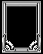 Art Deco Geometric Black and White Frame Rug