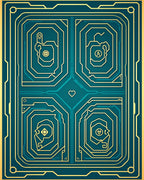 Emerald Gold Circuit Board Pattern Rug