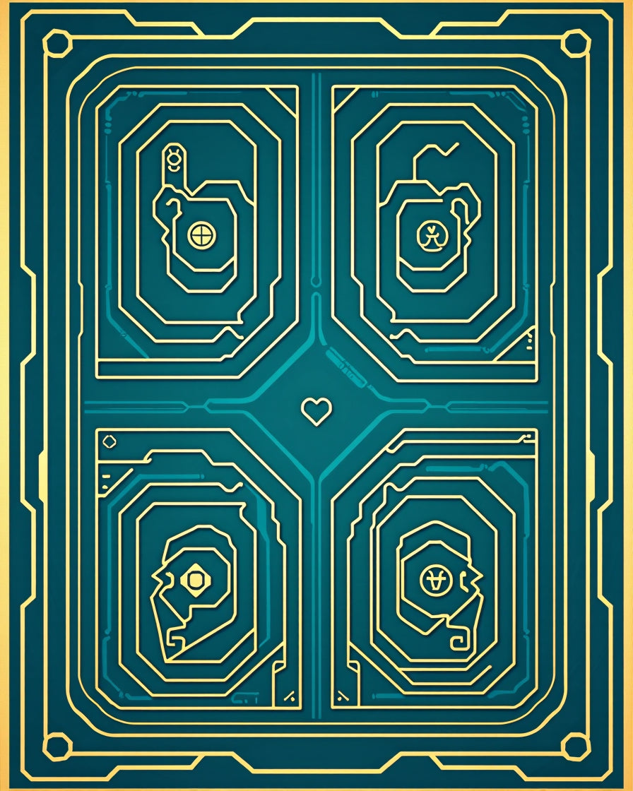 Emerald Gold Circuit Board Pattern Rug