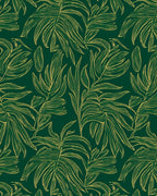 Elegant Green Gold Leaf Pattern Rug