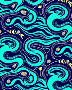 Oceanic Swirls Shells Pattern Rug