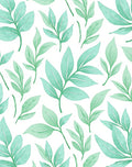 Aqua Leaf Pattern Watercolor Rug