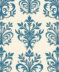 Classic Blue Floral Damask Pattern Rug