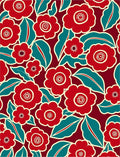 Bold Floral Pattern Red Teal Cream Rug