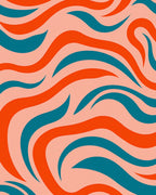 Wavy Orange Teal Abstract Design Rug