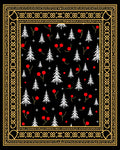 Golden Bordered White Trees Red Berries Rug