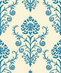 Blue Floral Damask Pattern Rug