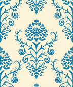 Blue Floral Damask Pattern Rug