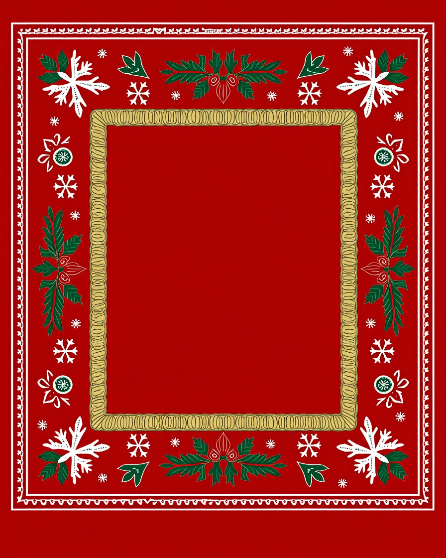 Festive Red Snowflake Holly Border Rug