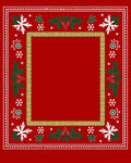 Festive Red Snowflake Holly Border Rug