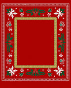 Festive Red Snowflake Holly Border Rug