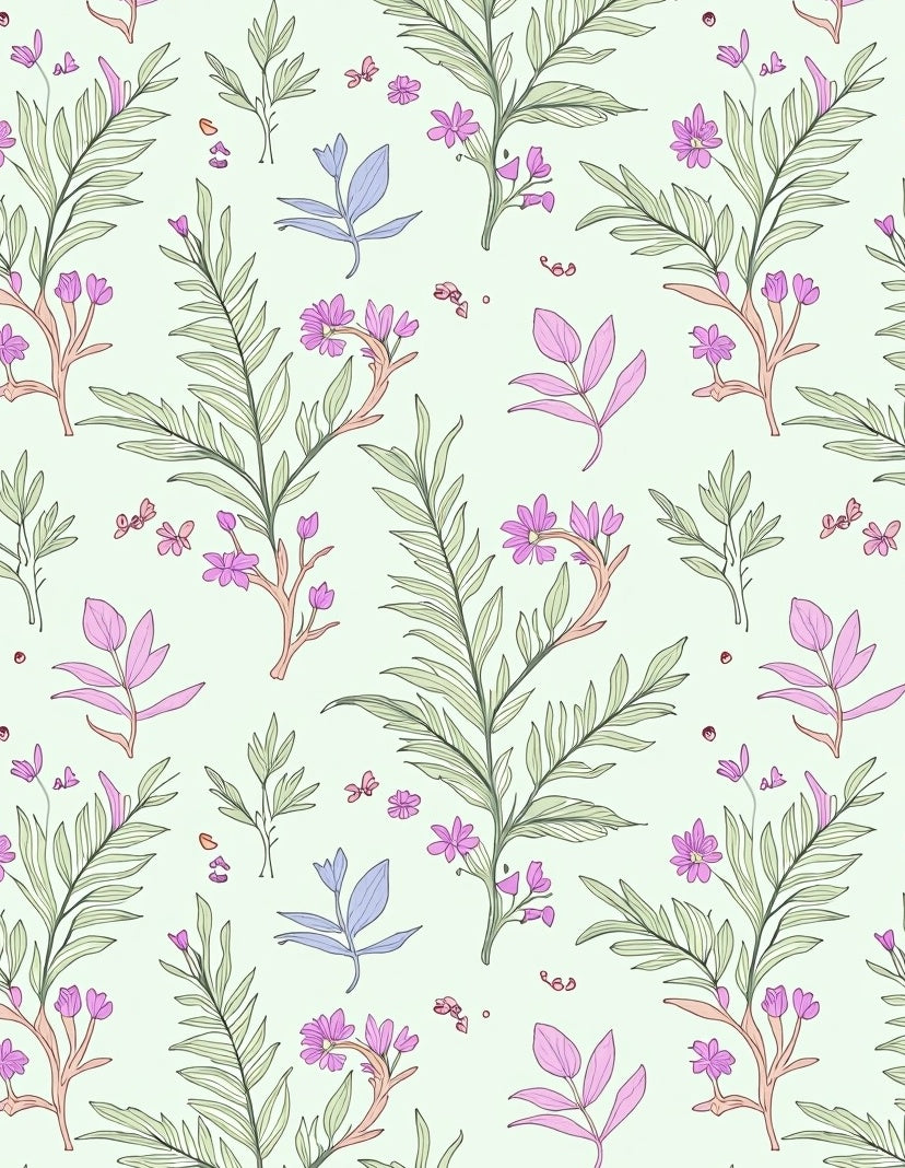Whimsical Floral Leaf Pattern Rug