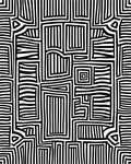 Monochrome Abstract Geometric Labyrinth Rug