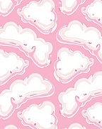 Pink Clouds Whimsical Pattern Rug