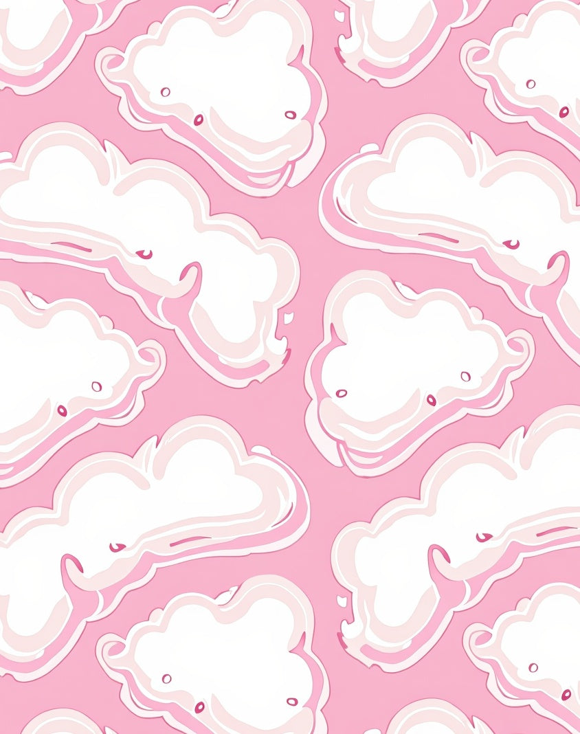 Pink Clouds Whimsical Pattern Rug