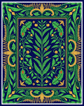 Deep Blue Emerald Garden Foliage Rug