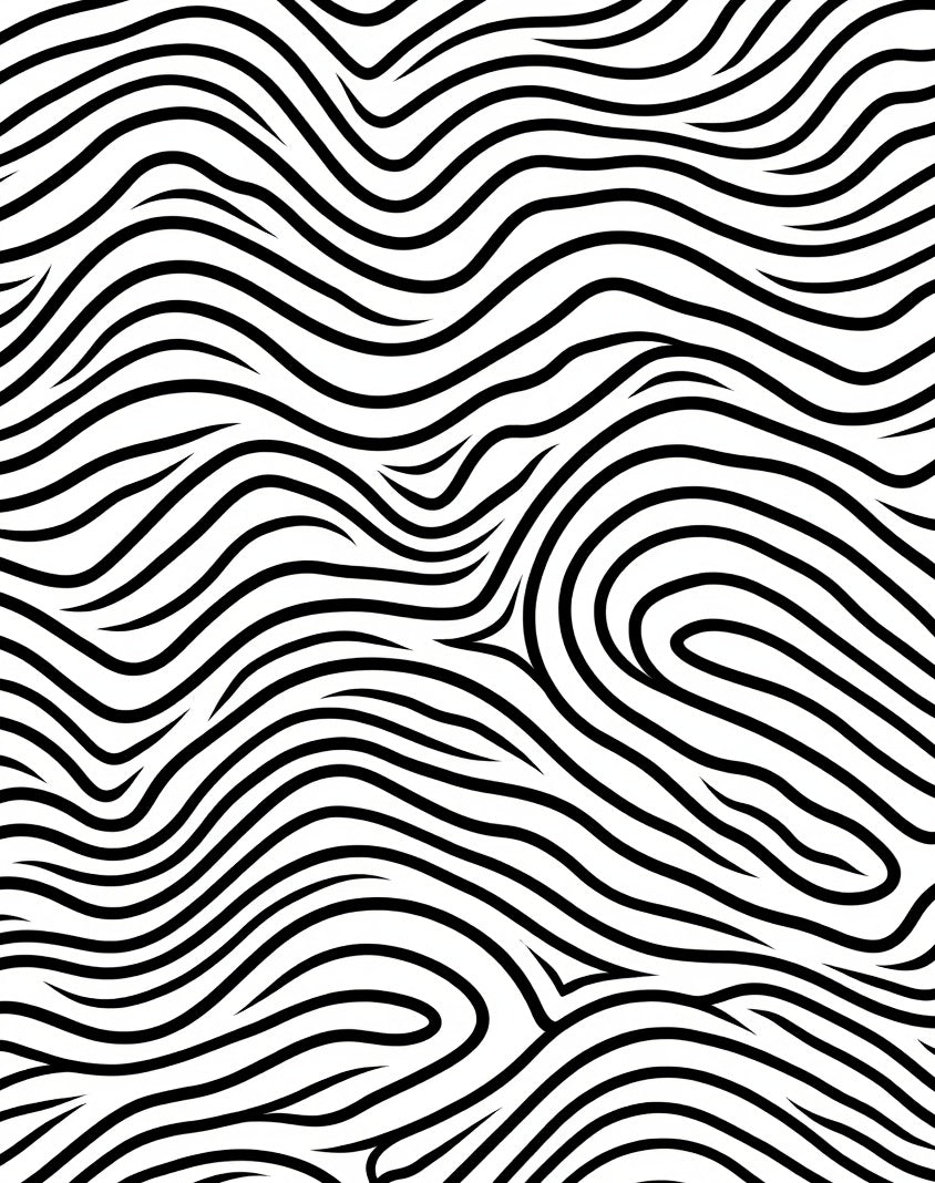 Bold Black White Wavy Lines Rug