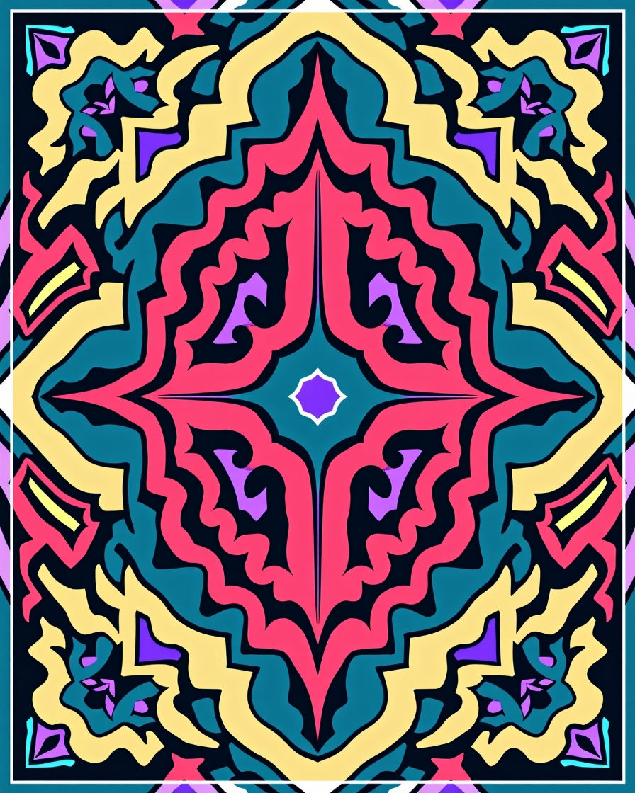 Abstract Mandala Pattern Vivid Design Rug