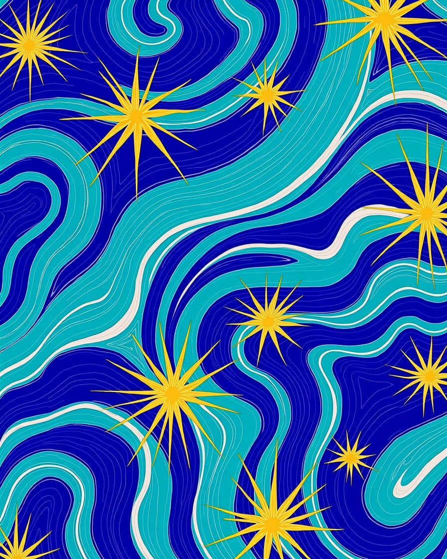 Abstract Starburst Swirl Design Rug