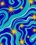 Abstract Starburst Swirl Design Rug