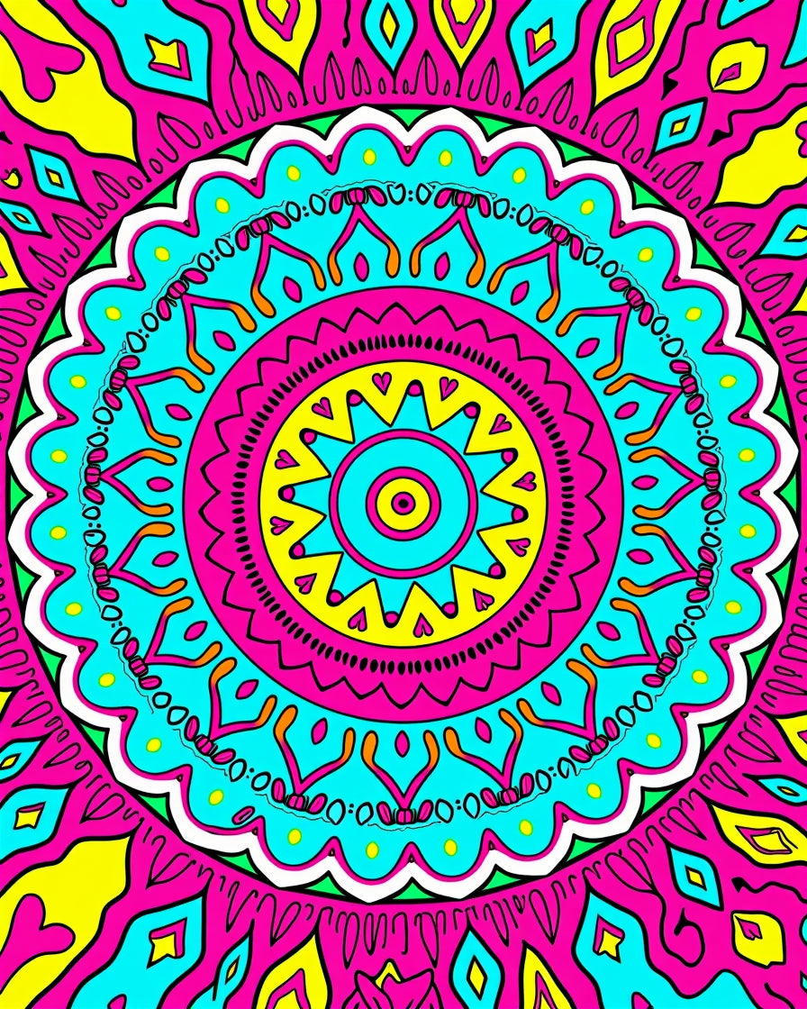 Vibrant Geometric Mandala Pattern Design Rug