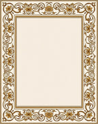 Gold Floral Swirl Border Design Rug