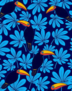 Tropical Toucan Leaf Print Rug
