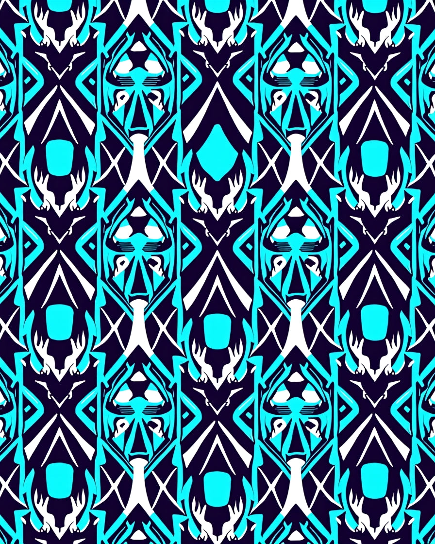 Bold Abstract Tribal Deco Teal Rug