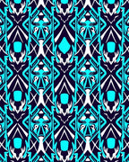 Bold Abstract Tribal Deco Teal Rug