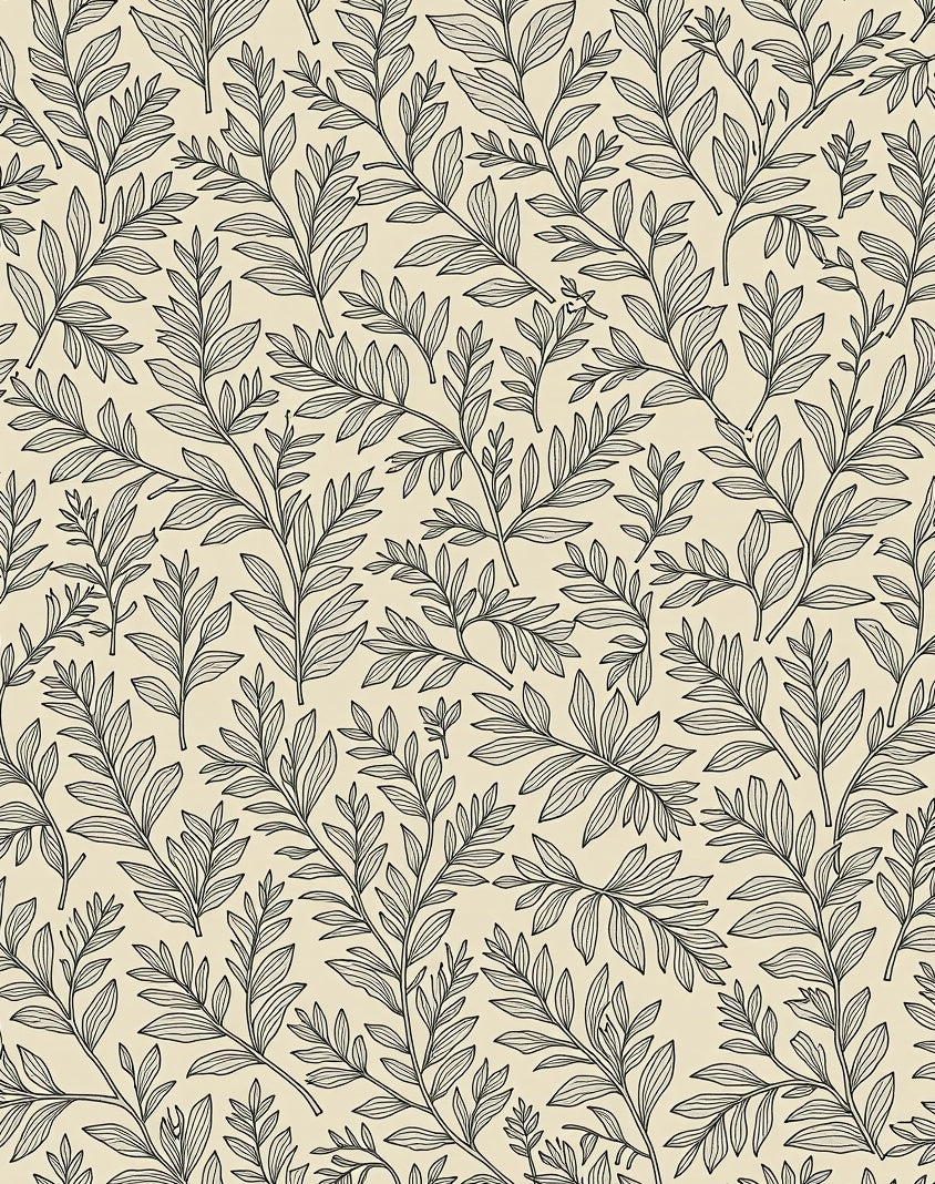 Botanical Outline Foliage Pattern Rug